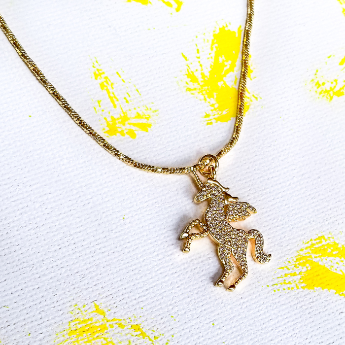 Magic Golden Unicorn and Necklace