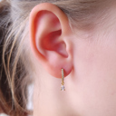 Gold White Hypoallergenic Hoop Earrings for Kids 