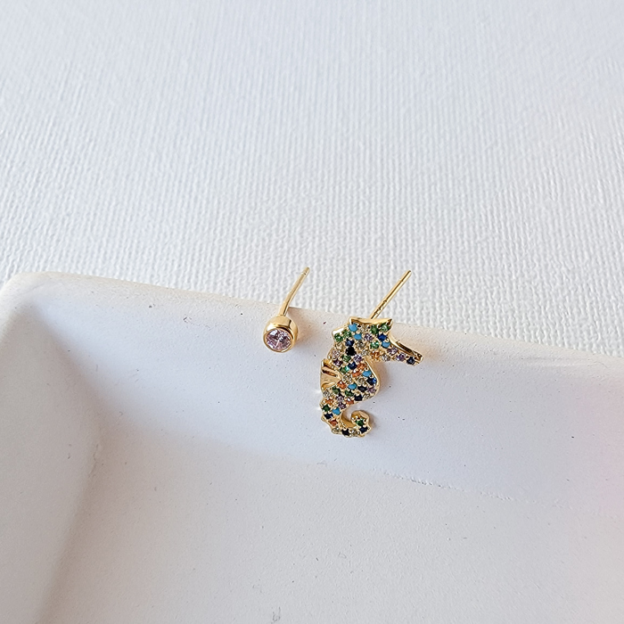 Seahorse Shimmer Stud Earrings