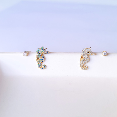Seahorse Shimmer Stud Earrings