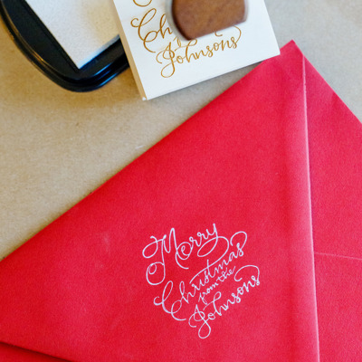 Custom Hand-Drawn Christmas Return Address Stamp For Holiday Envelops