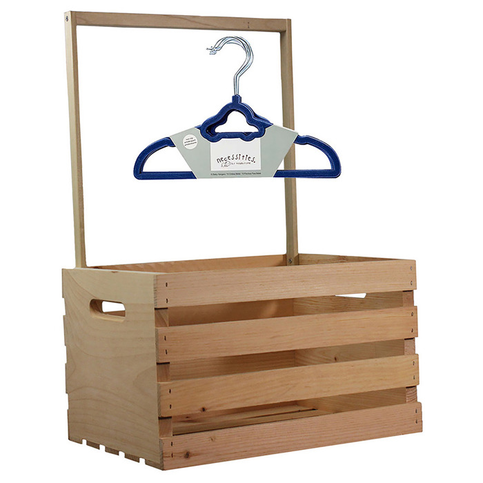 Natural Pine Baby Shower Wardrobe Crate with 10 Clothes Hangers, 12 Piece Set