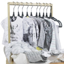 Gray Natural Pine Baby Shower Wardrobe Crate with 10 Clothes Hangers, 12 Piece Set