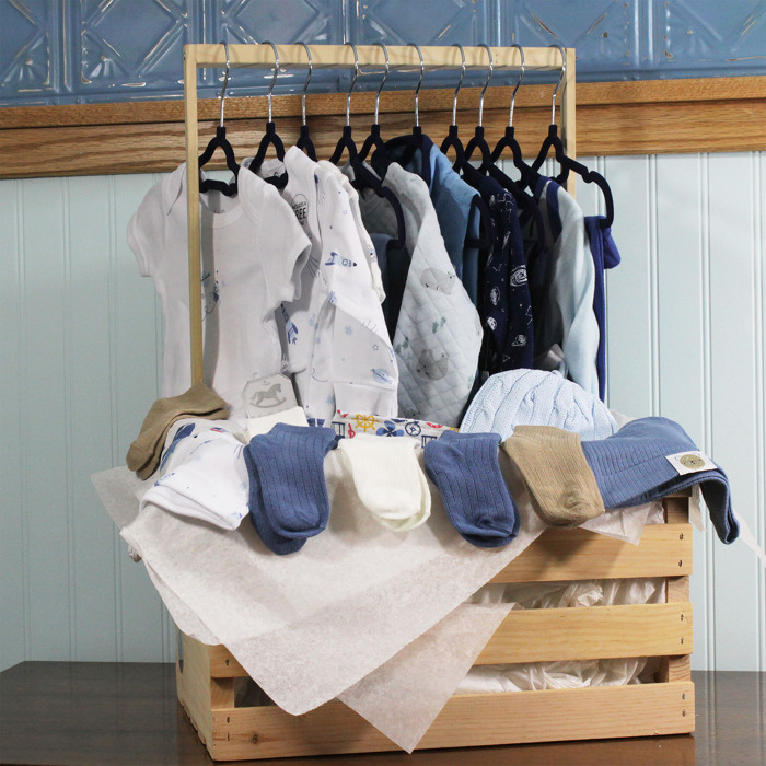 38 Piece Baby Boys Baby Shower Wardrobe Gift Crate 