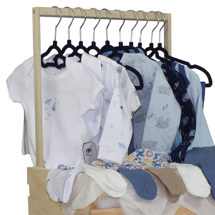 38 Piece Baby Boys Baby Shower Wardrobe Gift Crate 