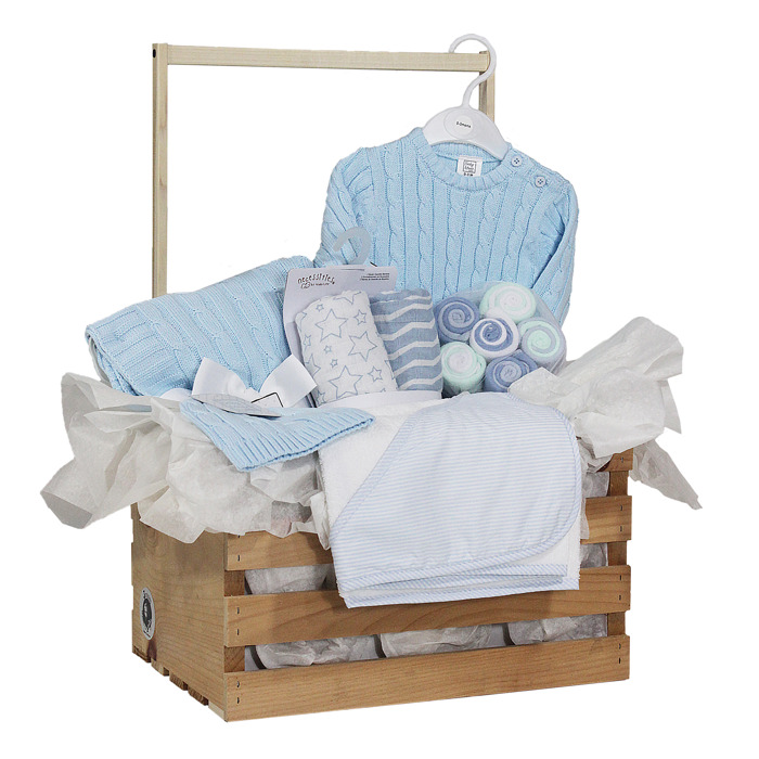 20 Piece Baby Shower Wardrobe Gift Crate, Blue