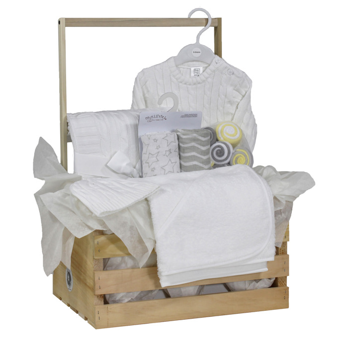 20 Piece Baby Shower Wardrobe Gift Crate, White