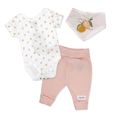 Home Grown Baby Organic Cotton  3 Piece Girls Peaches Layette Set