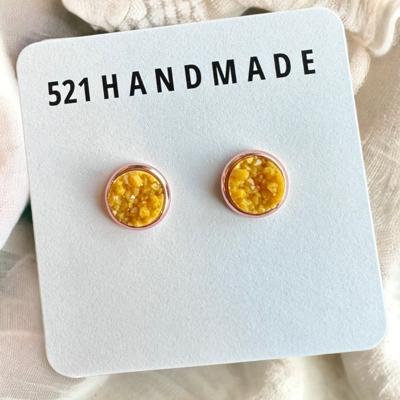Mustard Yellow Druzy Stud Earrings