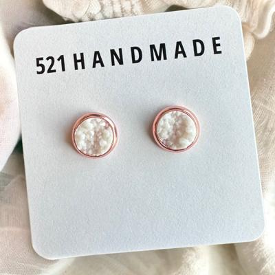 White Druzy Stud Earrings