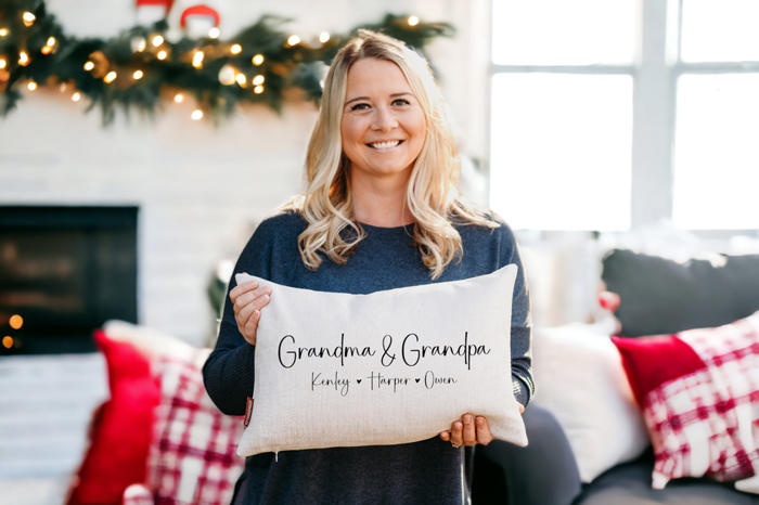Grandma & Grandpa Custom Grandkids Pillow 
