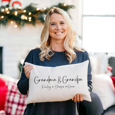 Grandma & Grandpa Custom Grandkids Pillow 