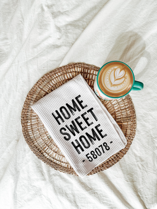 Home Sweet Home Zip Code Tea Towel