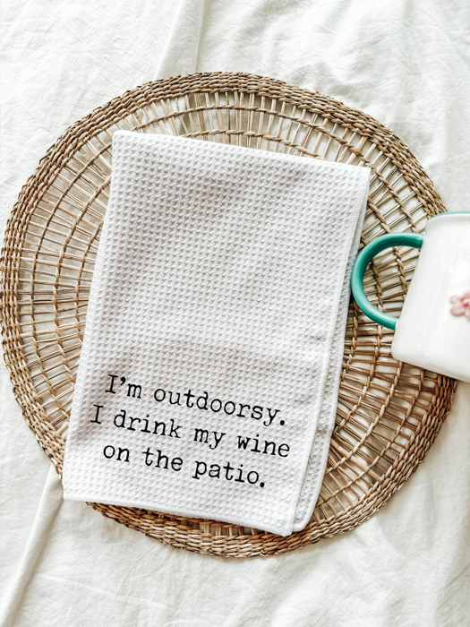 Funny Wine Kitchen Tea Towel for Spring