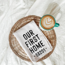  Our First Home Zip Code Tea Towel for Spring