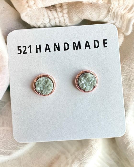 Sage Green Druzy Stud Earring