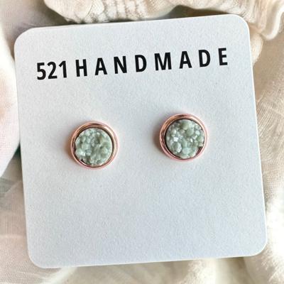 Sage Green Druzy Stud Earring