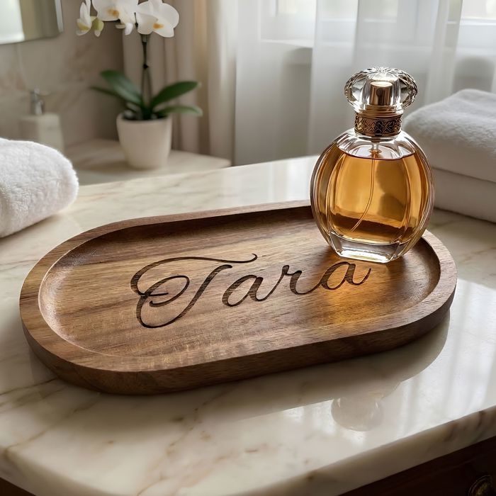 Small Wooden Engraved Jewelry Tray