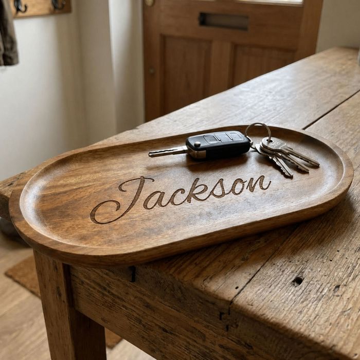 Small Wooden Engraved Jewelry Tray