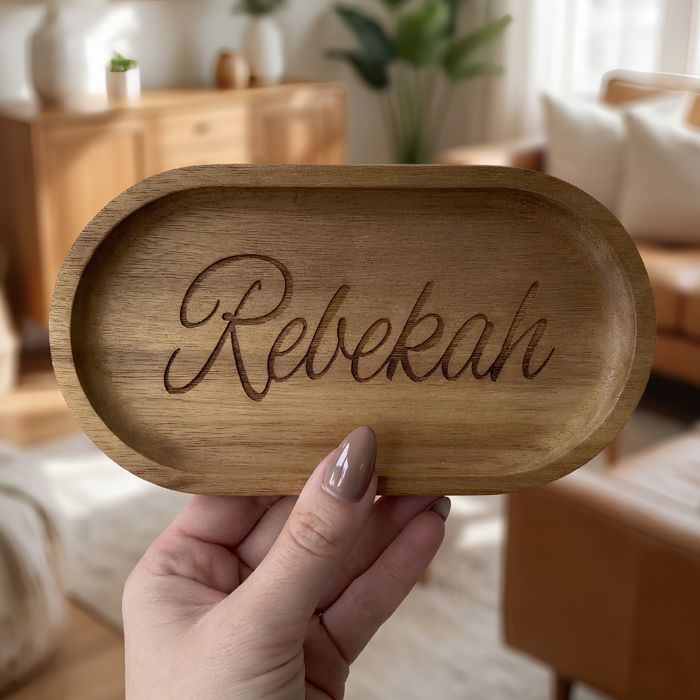 Small Wooden Engraved Jewelry Tray
