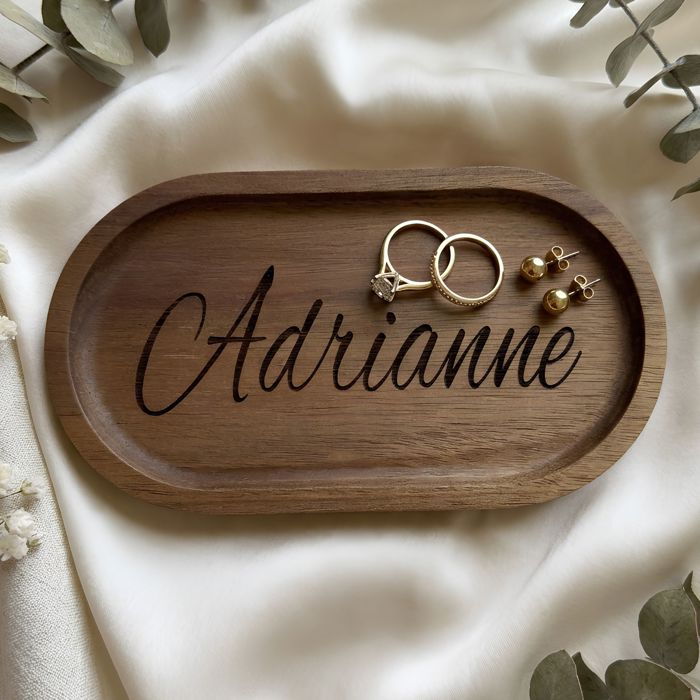 Small Wooden Engraved Jewelry Tray