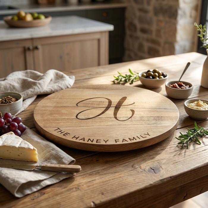 Customized Engraved Large Wooden Lazy Susan