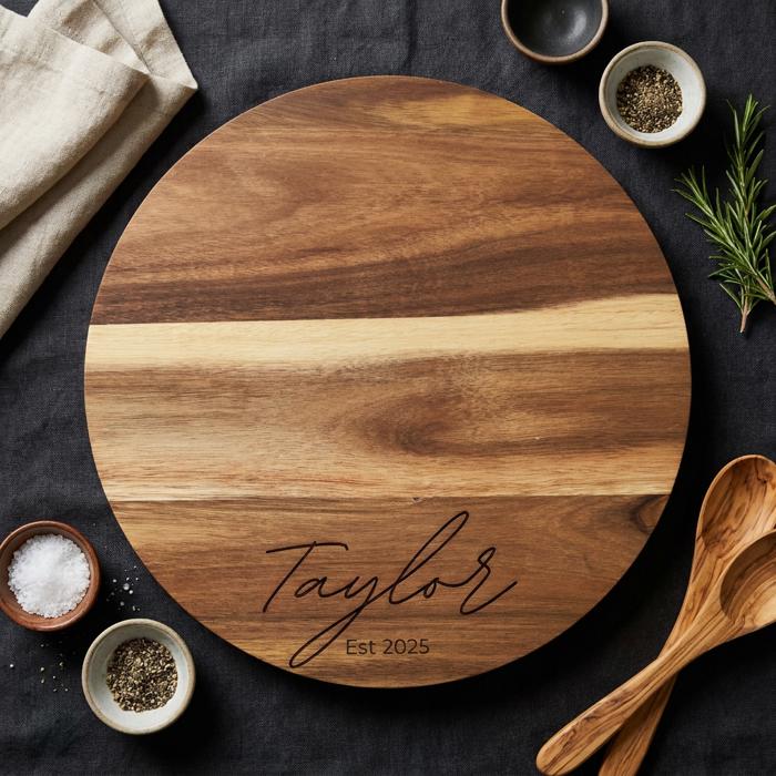 Customized Engraved Large Wooden Lazy Susan