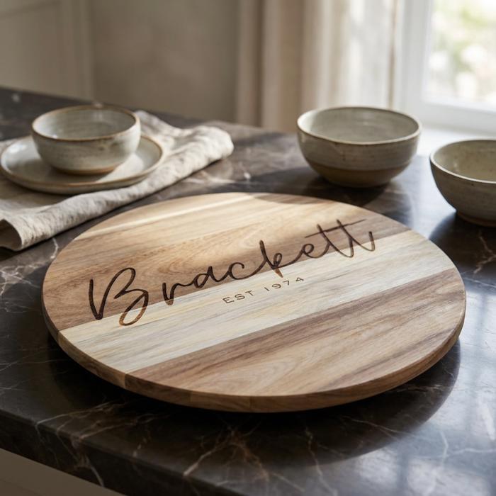 Customized Engraved Large Wooden Lazy Susan