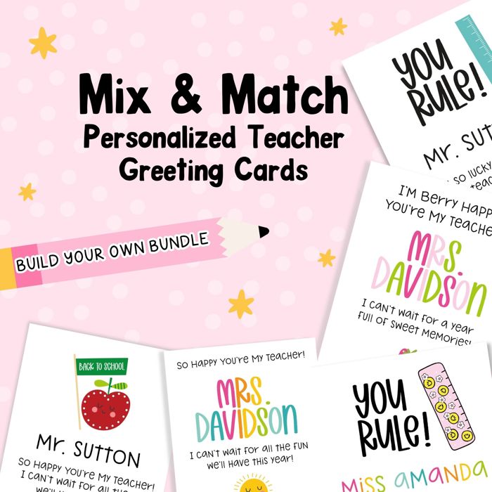 Personalized Teacher Greeting Cards | Mix and Match