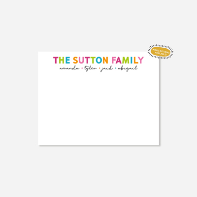 Personalized Family Note Cards | Cheerful Colorful Family