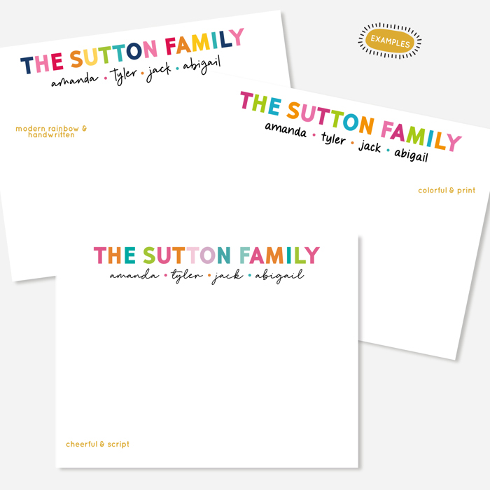Personalized Family Note Cards | Cheerful Colorful Family