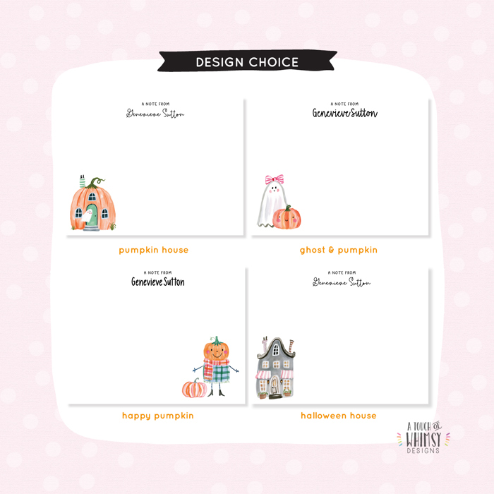 Personalized Fall/Halloween Flat Note Cards | Set of 10