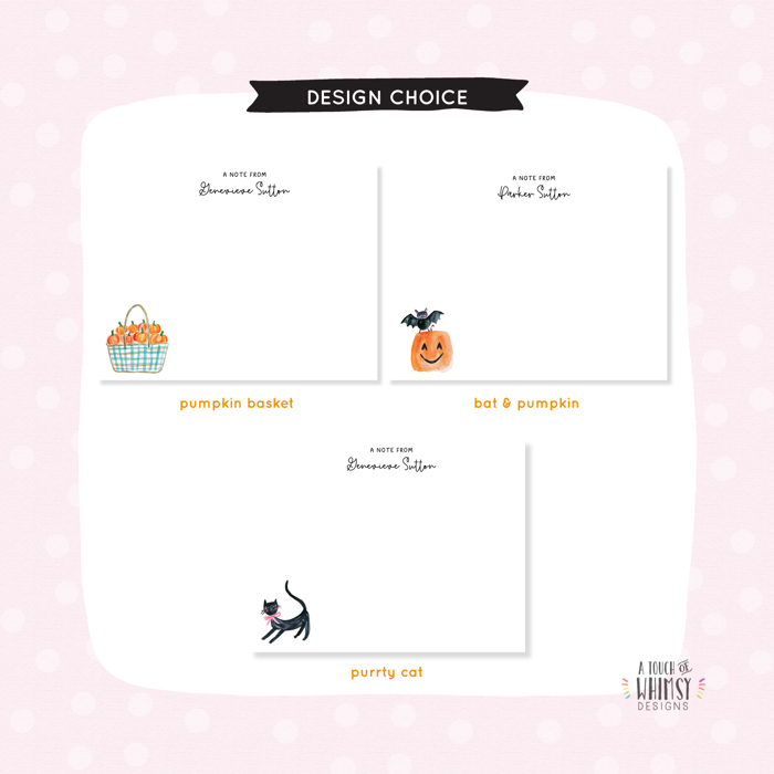 Personalized Fall/Halloween Flat Note Cards | Set of 10