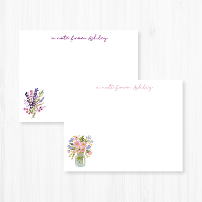 Personalized Floral Note Cards Stationery Set