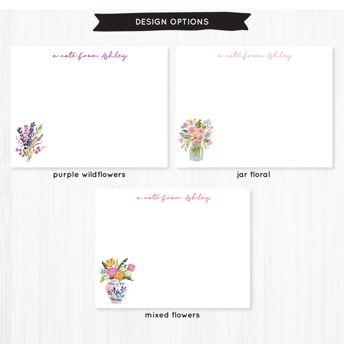 Personalized Floral Note Cards Stationery Set