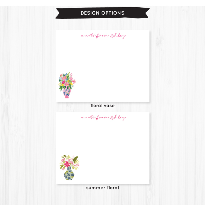 Personalized Floral Note Cards Stationery Set