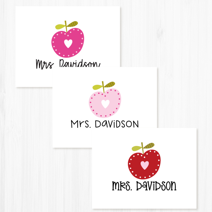 Personalized Teacher Note Cards | Whimsical Apple