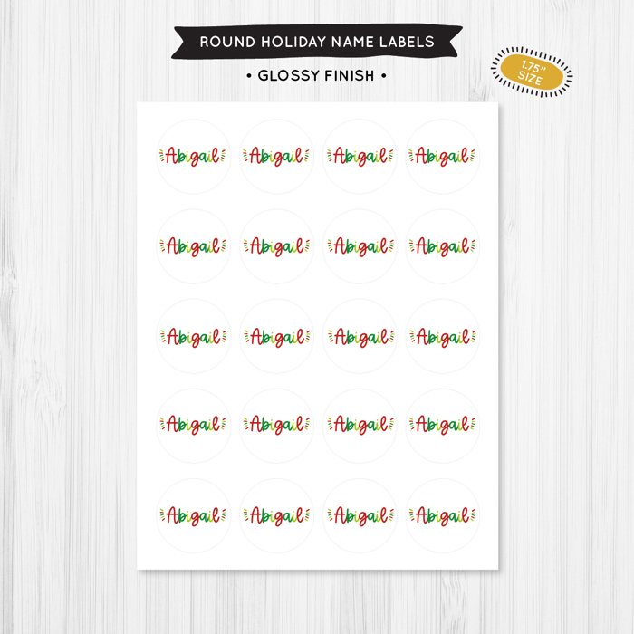 Personalized Holiday Name Gift Tag Sticker Labels | Set of 20