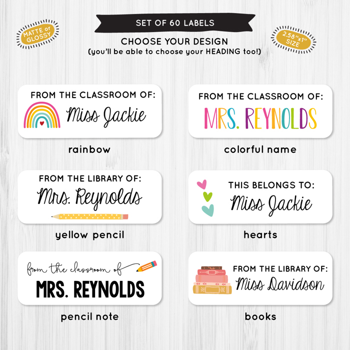 Personalized Teacher School Labels | Set of 60