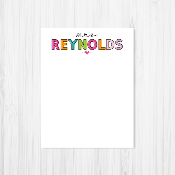 Personalized Notepad | Cheerful Shadow Name | VeryJane.com