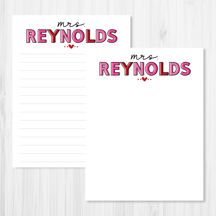Colorful Valentine Personalized Notepad