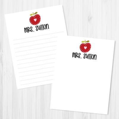 Personalized Teacher Notepad | Whimsical Apple