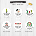  Personalized Holiday Round Labels | Set of 20