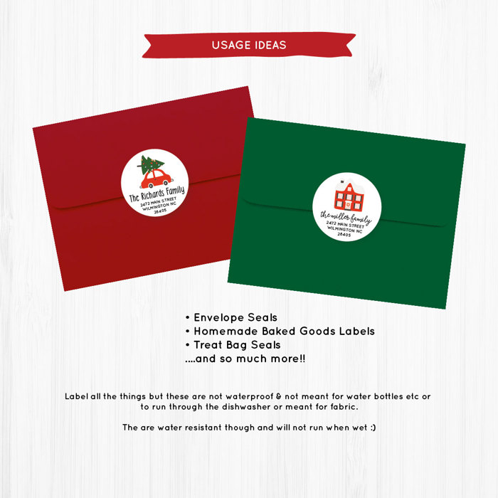 Personalized Holiday Round Labels | Set of 20