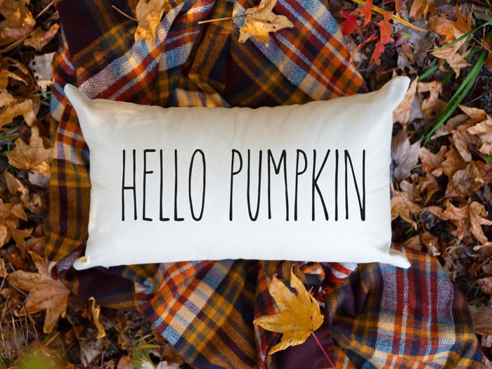 Hello Pumpkin Autumn Home Decor Fall 2025 Lumbar Pillow