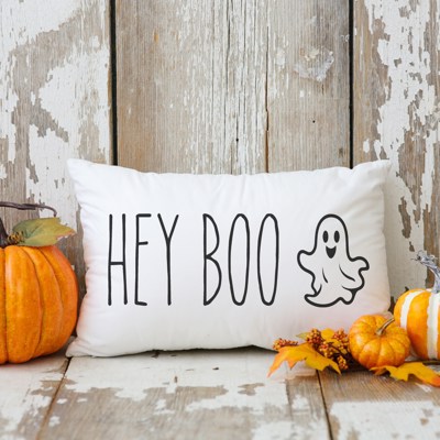 Hey Boo Cute Ghost Lumbar Pillow Halloween Decorations