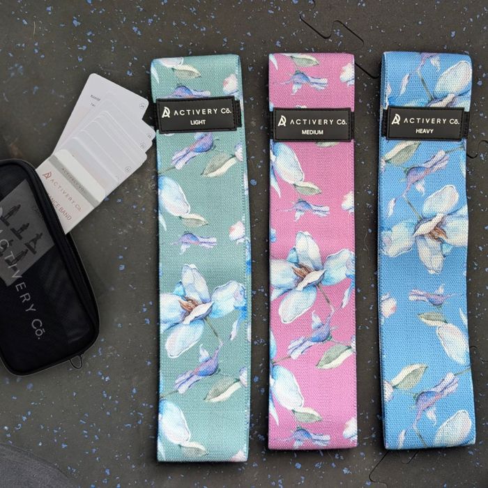Floral Fabric Resistance Bands – 3-Piece Non-Slip Workout Kit