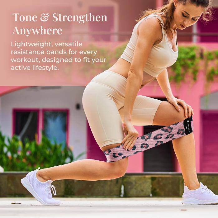 Leopard Print Fabric Resistance Bands – 3-Piece Non-Slip Workout Set