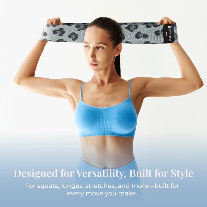 Leopard Print Fabric Resistance Bands – 3-Piece Non-Slip Workout Set