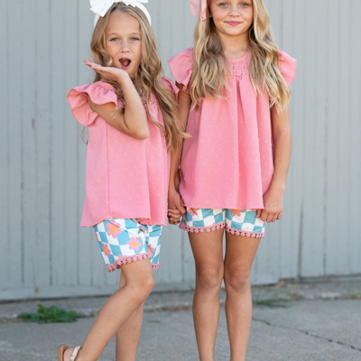 Teal Check Wave Short Set